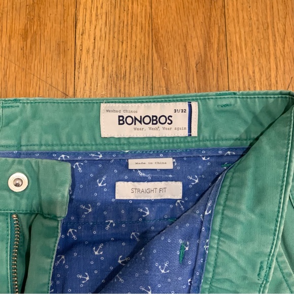 Bonobos Green Straight Fit Washed Chinos 31/32 - Picture 4 of 6